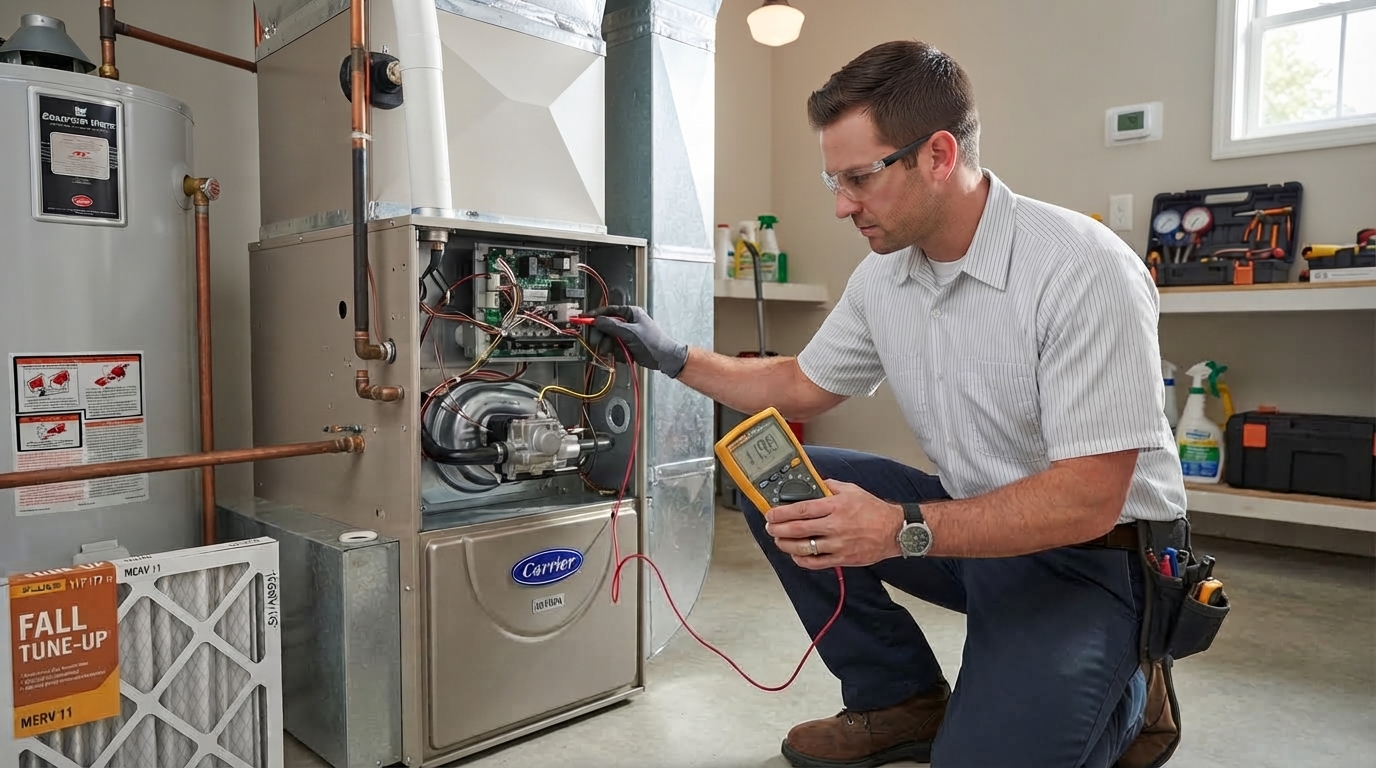 Technician testing furnace